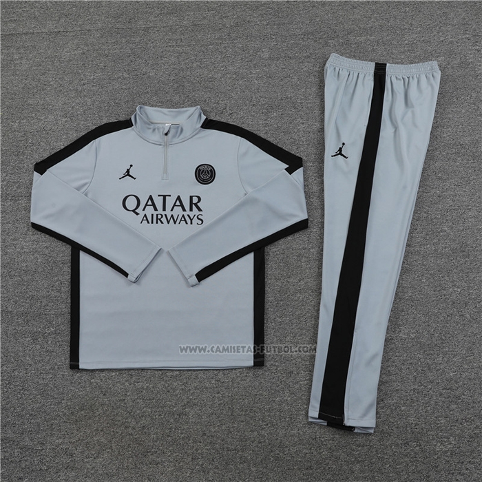 Chandal de Sudadera del Paris Saint-Germain Jordan Nino 2023-2024 Gris